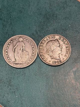 Lote 2 monedas suizas antiguas