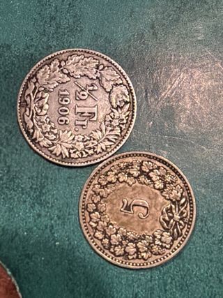 Lote 2 monedas suizas antiguas