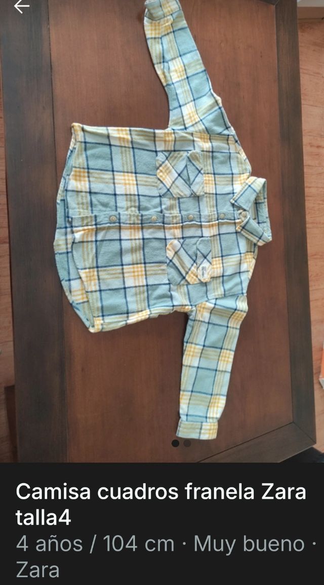 Camisa cuadros Zara franela 4 años 