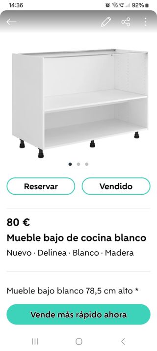 Mueble bajo de cocina blanco