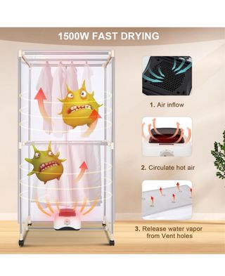 Uten Secadora de Ropa Eléctrica Portátil 1500W