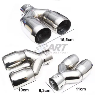 Terminal de escape doble cromado para coche