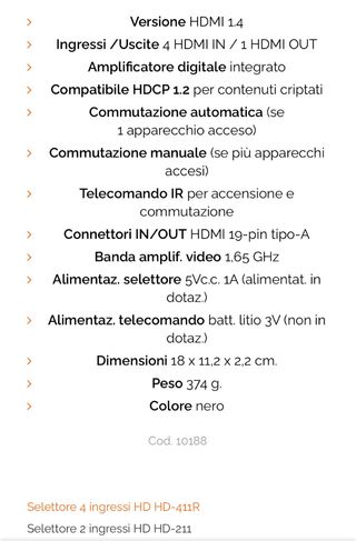 Selettore 4 in 1 Hdmi