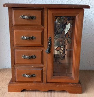 Joyero vintage de madera tipo armario