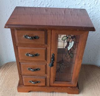 Joyero vintage de madera tipo armario