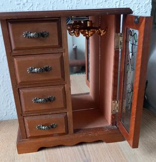 Joyero vintage de madera tipo armario