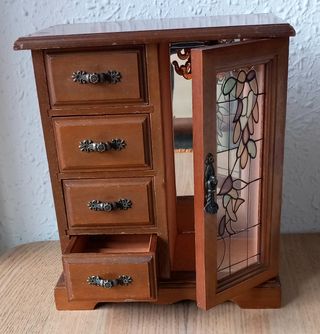 Joyero vintage de madera tipo armario