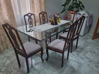 Mesa de salon marmol y sillas