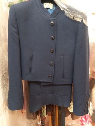 Traje de flamenco ojo de perdiz azul