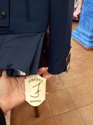 Traje de flamenco ojo de perdiz azul