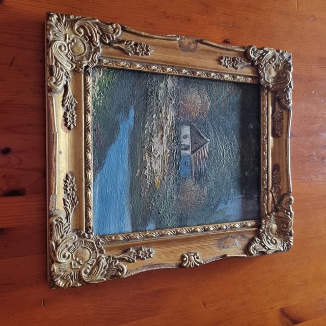 Cuadro antiguo acuarela Italia