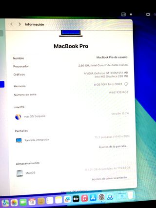 MacBook Pro 15" 2010 6.2 i7 2.66Hz 8GB RAM