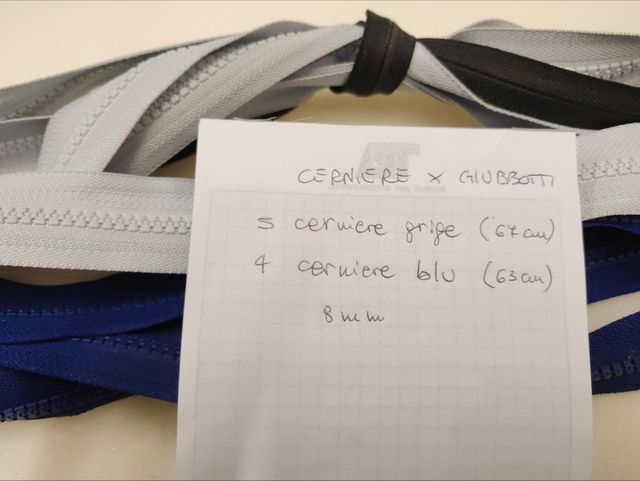 Cerniere per giubbotti grigie e blu 8 mm