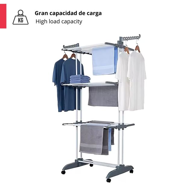 Tendedero Vertical Plegable con Ruedas Giratoria