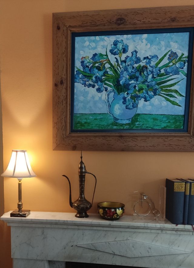 Lámpara mesa vintage bronce mármol negro