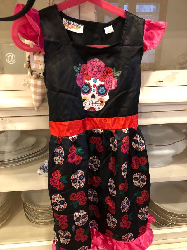 Disfraz vestido katrina mexicana 4/6años