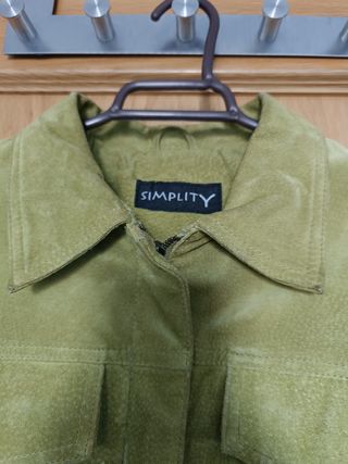 Cazadora de ante verde lima, talla S