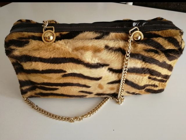 Borsa vintage a animalier con catena