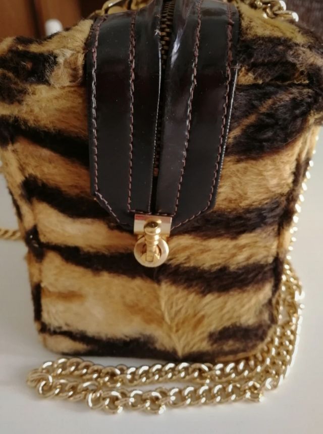 Borsa vintage a animalier con catena