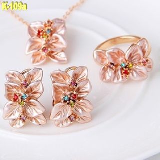 Collar Anillo Pendientes Dorados Pedreri