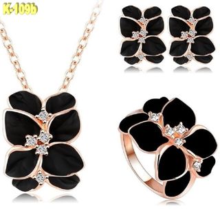 Collar Pendientes Anillo Dorado Cristale