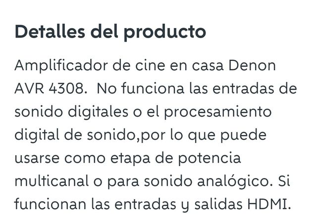 Amplificador Denon avr 4308