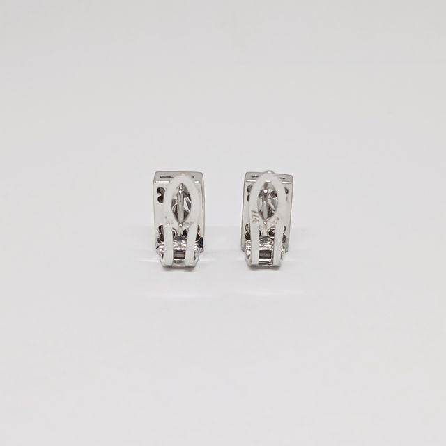 Pendientes Oro Blanco Rectangular Brillantes