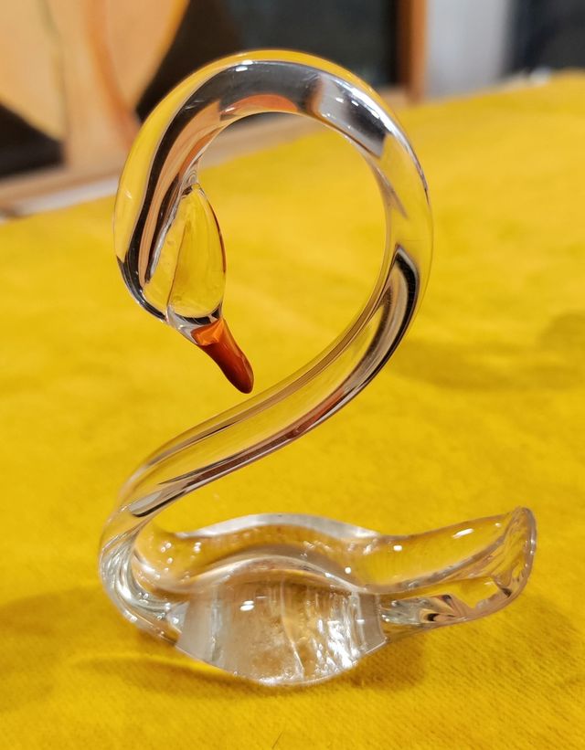 Pareja de cisnes en vidrio soplado