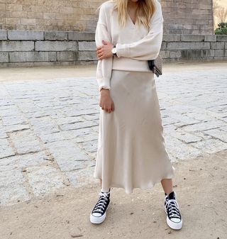 Falda satinada Zara 