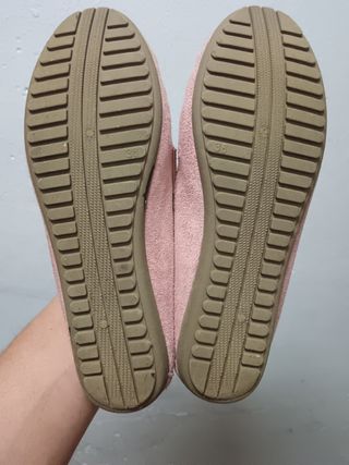 Mocasines de piel rosa de mujer