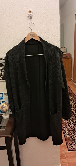 Chaqueta abrigo gris jaspeado Zara S