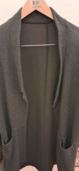 Chaqueta abrigo gris jaspeado Zara S