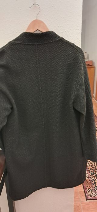 Chaqueta abrigo gris jaspeado Zara S