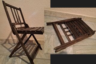 Silla DE DISEÑO de TECA plegable (DOBLE) rústica