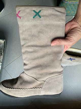 Stivali donna bassi pelle scamosciata beige n.3