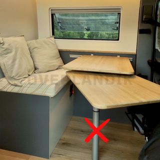 Mesa doble camper de bambú preparada para pie gir
