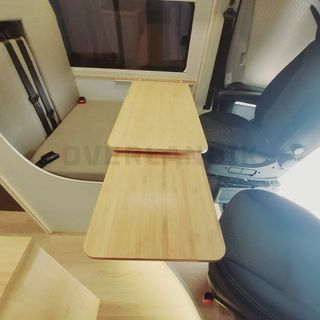 Mesa doble camper de bambú preparada para pie gir
