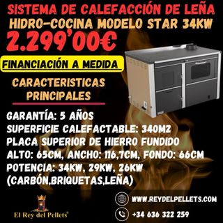 COCINA CALEFACTORA A LEÑA 34KW