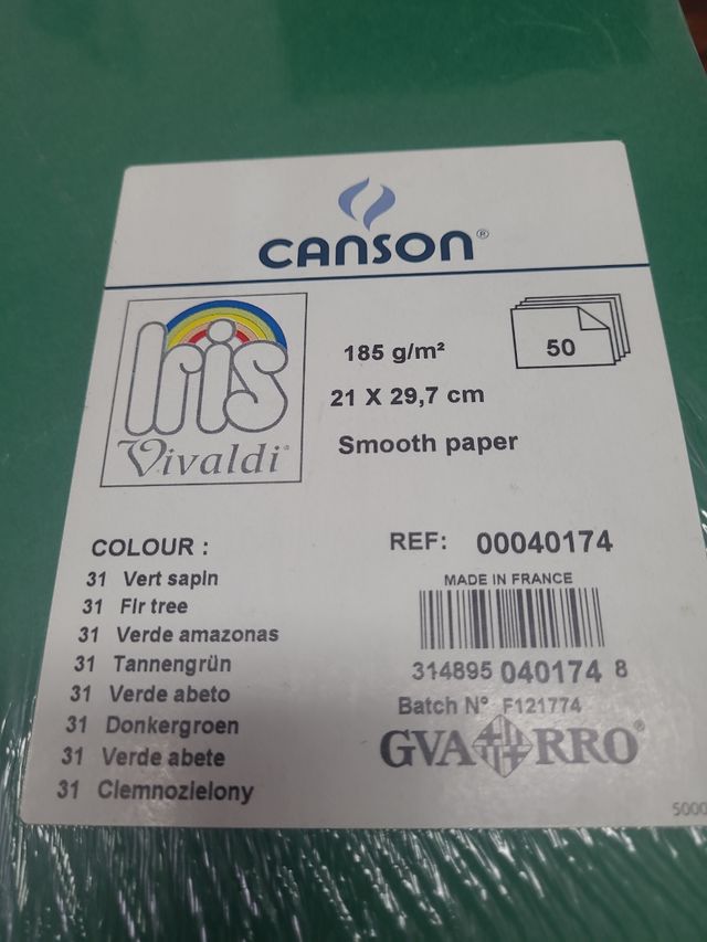 Cartulinas marca canson 185 gr