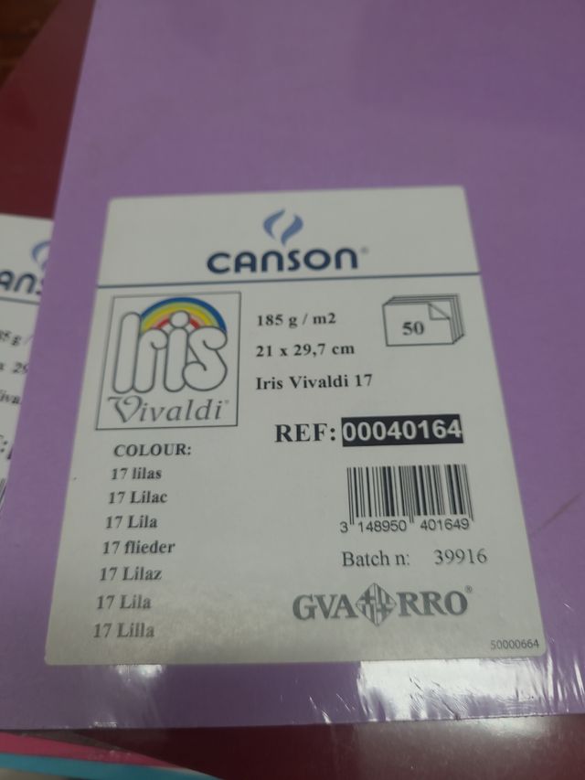 Cartulinas marca canson 185 gr