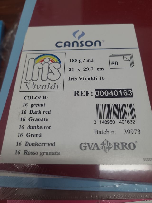 Cartulinas marca canson 185 gr