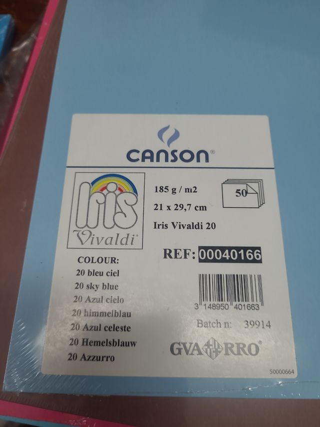 Cartulinas marca canson 185 gr