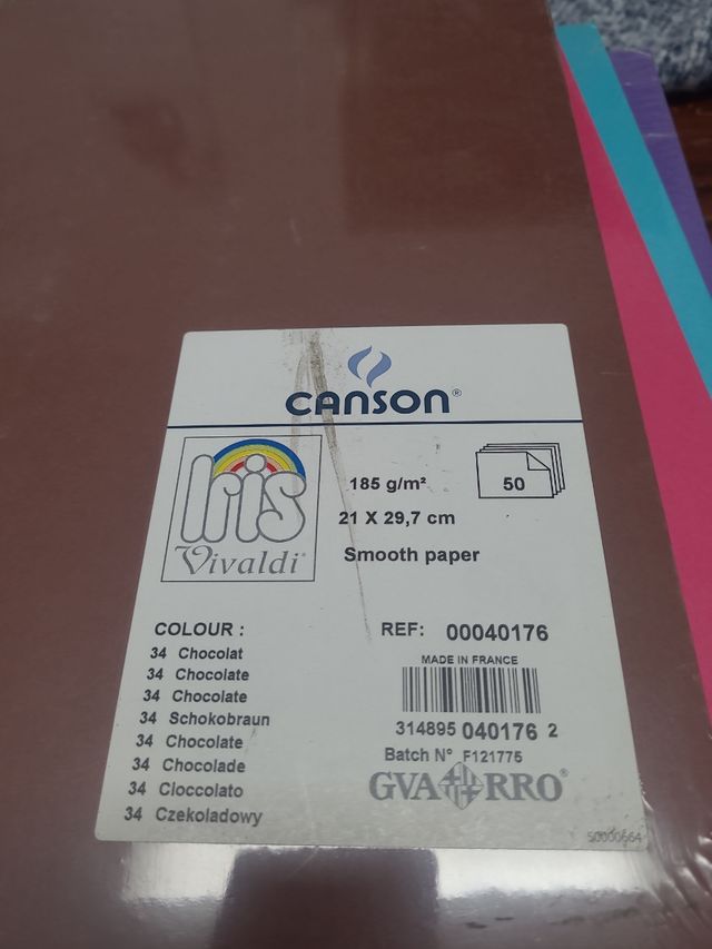 Cartulinas marca canson 185 gr