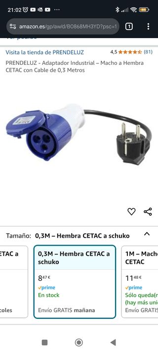 Cable 10m autocaravana con adaptador