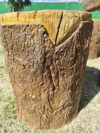 Mesa y bancos tematizados troncos de madera