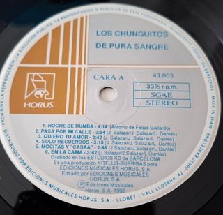VINILO Los Chunguitos De Pura Sangre