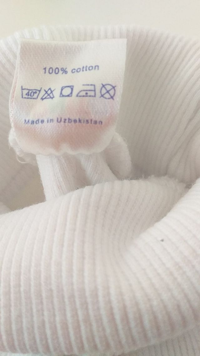 Camiseta Blanca algodón manga larga cuello alto