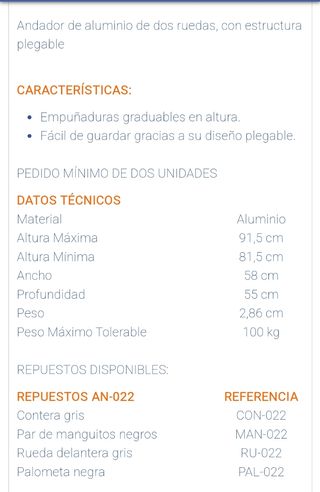 Andador plegable aluminio