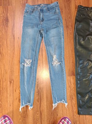 Pantalones talla 38 Polipiel y vaquero