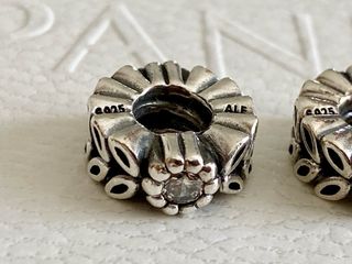2 x Pandora separadores charm hoja flor brillante